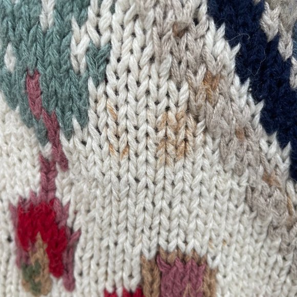 Last Chance Vintage IVY Sweater Button Down Hand Knit Country Design Medium Y2K - Picture 3 of 13